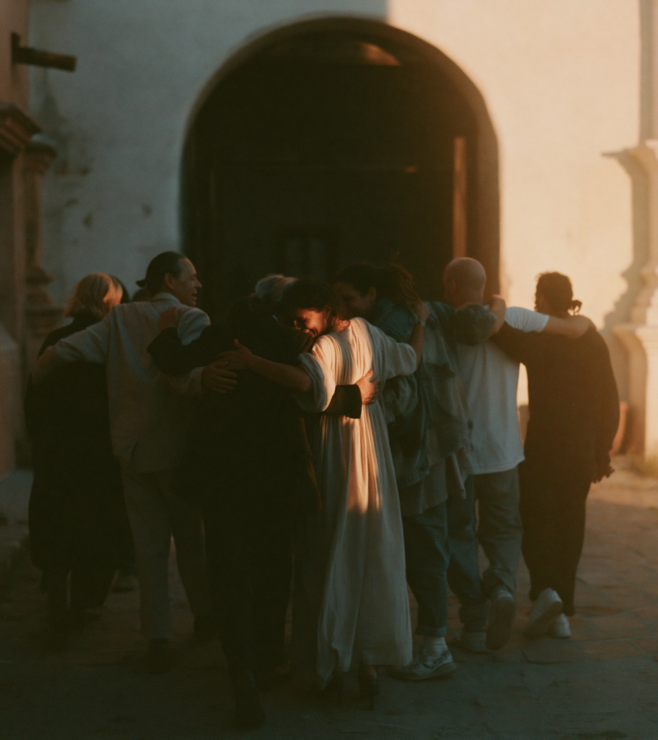 The group preparing to return